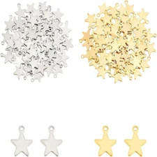 1box 160pcs 304 Stainless Steel Charms Star golden & Stainless Steel color