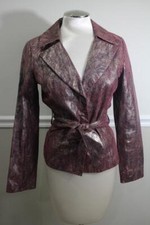 Vakko Sport Women's Plum Gold Python Print Genuine Leahter Jacket Size M (co200