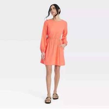 Universal thread Balloon Long Sleeve Mini A Line Dress Large size