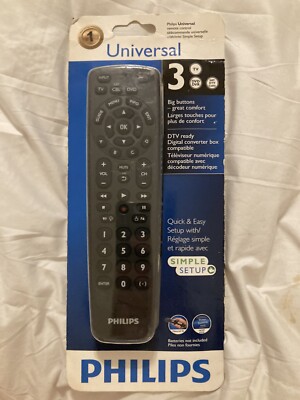 NEW! Philips Universal 3 in 1 Remote for TV, Blu-ray, DVD, DVR, SAT, DTV, CBL
