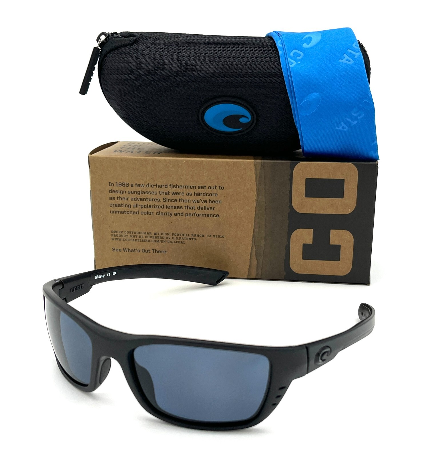 Costa Del Mar WHITETIP Blackout / Gray 580P Polarized Sunglasses eBay