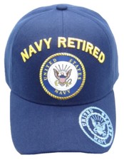U.S. Navy Retired, Emblem, Emblem shadow on bill, blue hat