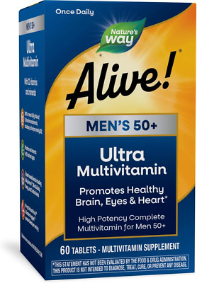 Nature's Way Alive! Men s 50+ Daily Ultra Multivitamin, High Potency...