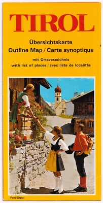 Vintage Tirol Tirol Österreich Umrisskarte Reise Tourist Prospekt 60er-70er Jahre