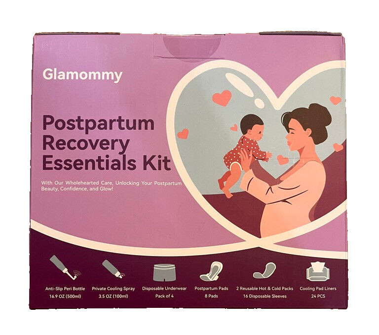 56-Piece Postpartum Recovery Kit Disposable Underwear Hot/Cold Packs Peri Bottle