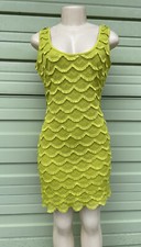 Woman's Guess Los Angeles Green Fringe Layered Sheath Dress Sleeveless #6130K