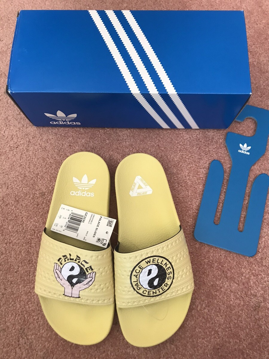 PALACE SKATEBOARDS ADIDAS ADILETTE SLIDES PALASTE LIGHT YELLOW