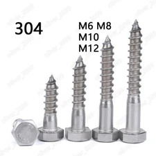 304 Stainless Steel Hexagon Head Wood Screws DIN571 M6 M8 M10 M12