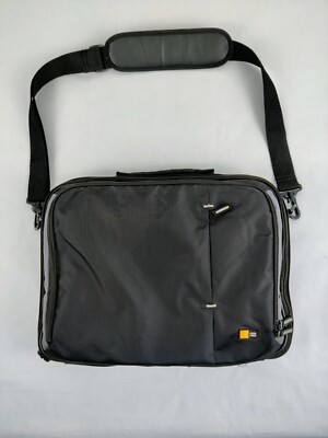 Case Logic Laptop Messenger Bag Briefcase Shoulder Strap Pockets Black Gray 16''
