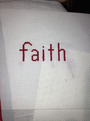 Hobby Kraft Heirloom Quilted Cross Stitch Christmas Stocking ‘faith’ Vintage - Picture 4 of 4