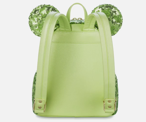 2025 Disney Park Tinker Bell Green Sequin Loungefly Mini Backpack Peter Pan NWT - Picture 2 of 3