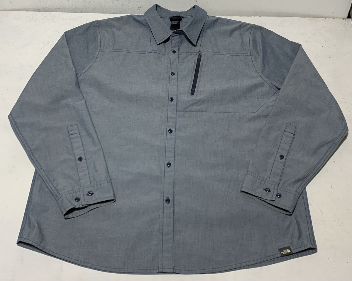 The North Face Front Zip Pocket Long Sleeve Denim Shirt Men's Size
