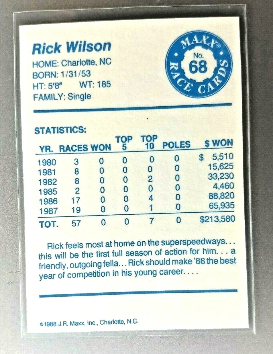 1988 Maxx - Rick Wilson #68 (RC) for sale online | eBay