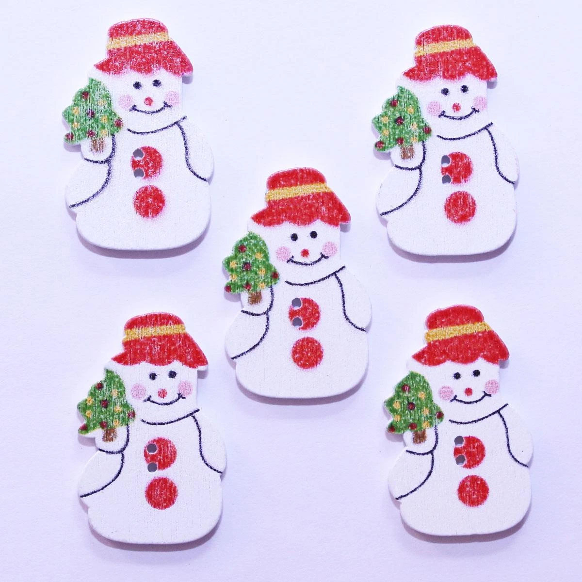 Lot 20 Boutons Bois Flocons De Neige - Blanc - Noël / Scrapbooking - Neuf