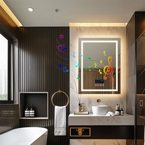LUVODI Bluetooth LED Bathroom Mirror Dual Lights Anti-Fog Makeup Mirror Music - Picture 11 of 22