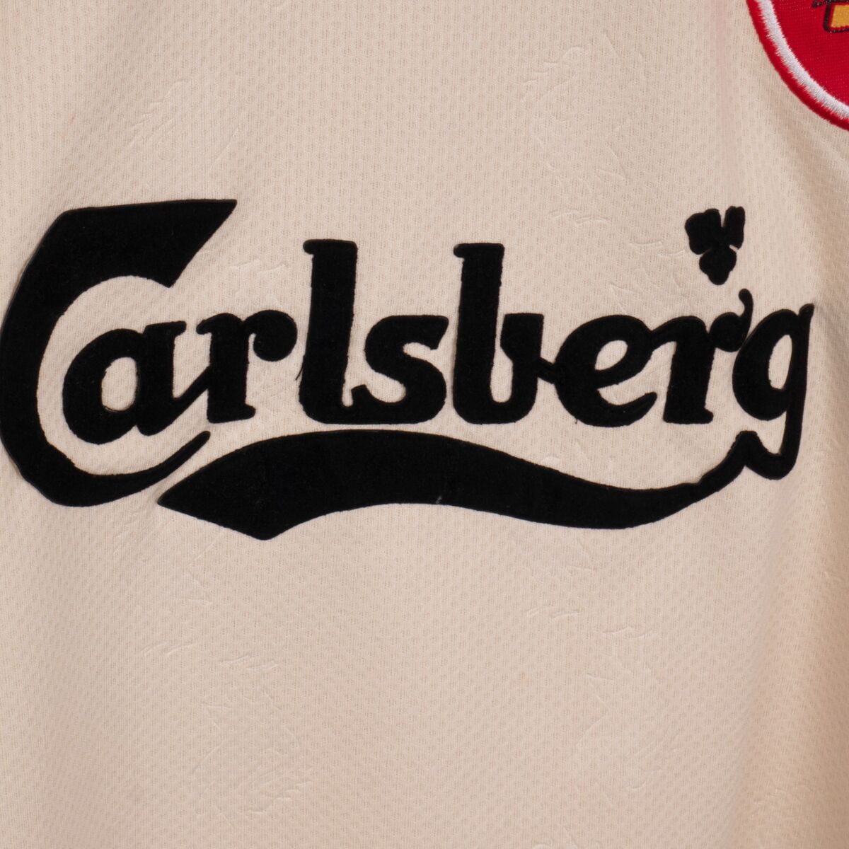 REEBOK Men's Football Beige Carlsberg 1996-97 Liverpool Away REEBOK Men's Football Beige Carlsberg 1996-97 Liverpool Away
