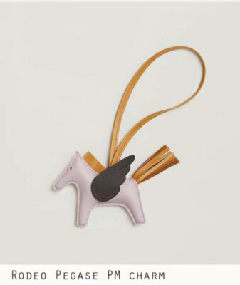 Brand New🩷 HERMES Pegase PM Bag Charm 🩷Pegasus Rodeo Mauve Pale