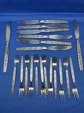 Set 20 Vintage Cocktail Shrimp Forks Swirl Design Oxford Hall Korea And Knives