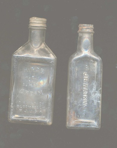 35 - QUACK MEDICINE BOTTLES, THE JR WATKINS CO & HINDS HONEY & ALMOND CREAM