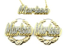 Necklace Name Plate Custom XOXO 2.5" Earrings Personalized Nameplate Jewelry Set