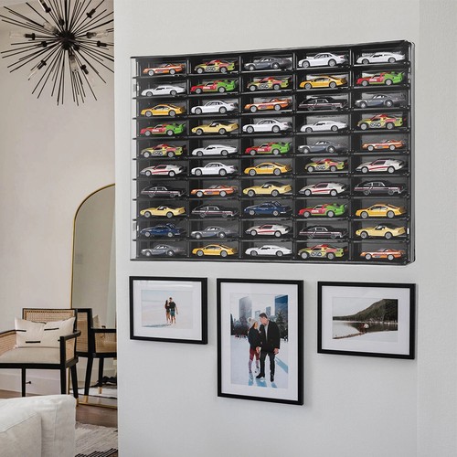 50 Grids FOR Hot Wheels Diecast Car Matchbox Wooden Display Unit 1:64 with Door - Picture 8 of 10