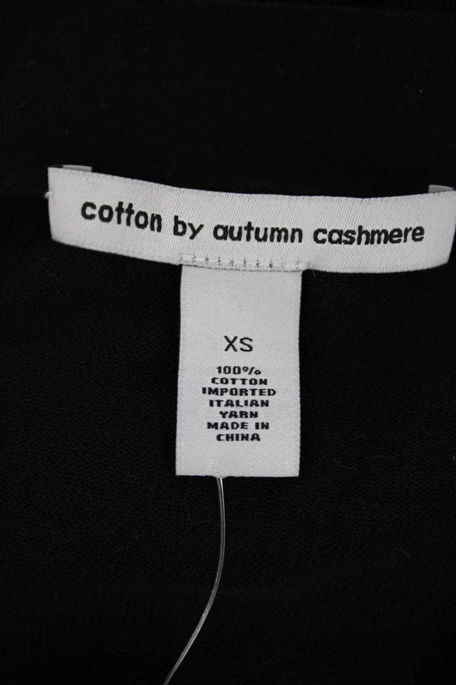 Cardigã feminino algodão transparente gola V preto tamanho XS algodão cashmere outono - Imagem 4 de 4