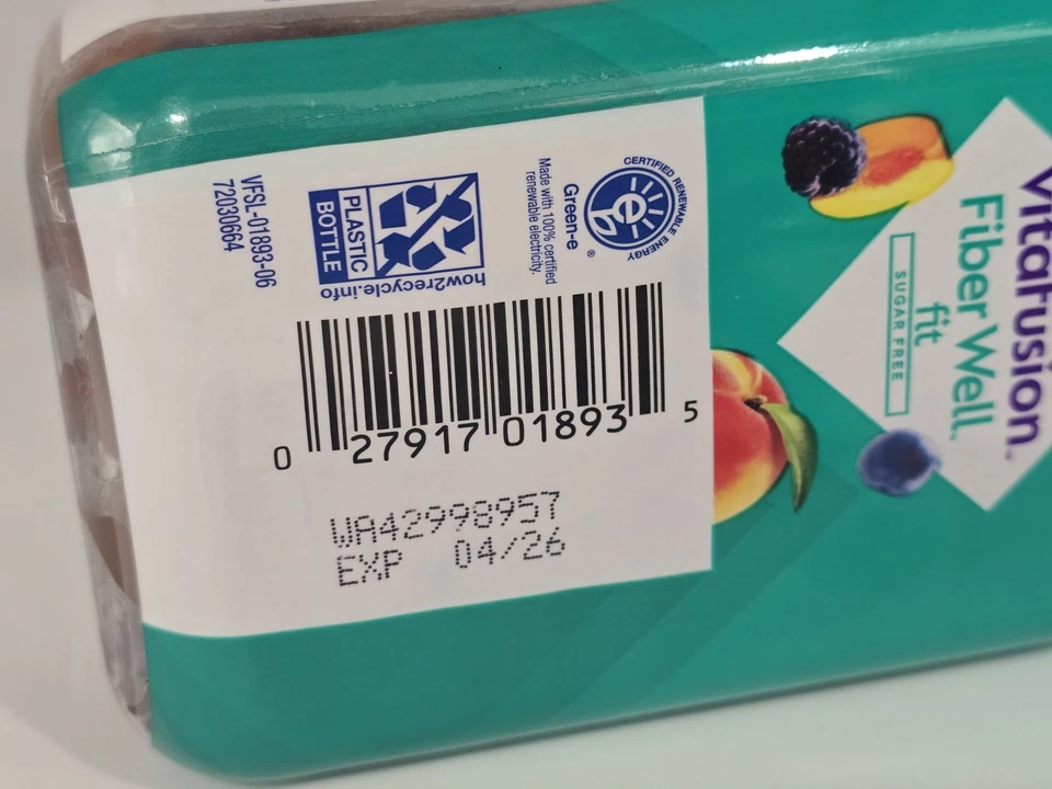 Новая добавка Vitafusion Fiber Well Fit без сахара и клетчатки 90 жевательных резинок срок годности 04/26 - Изображение 4 из 4