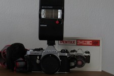 Pentax ME Super mit Blitz und Bedienungsanlei...