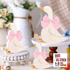3 Pcs Silly Goose Birthday Party Decoration Bow Wooden Silly Goose Baby Pink
