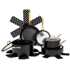 Thyme & Table Non Stick 12 Piece Gold Pots And Pans Cookware Set