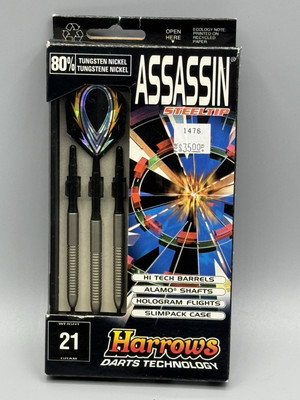 Vintage Dart Set Harrows Assassin Steeltip Darts 19 Grams