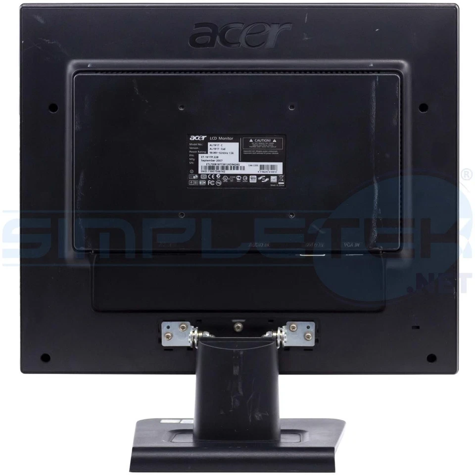 Acer Al1917 Monitor Screen Display 19 " 4:3 5:4 VGA Vesa PC Computer Case DVR _ - Image 4 of 4