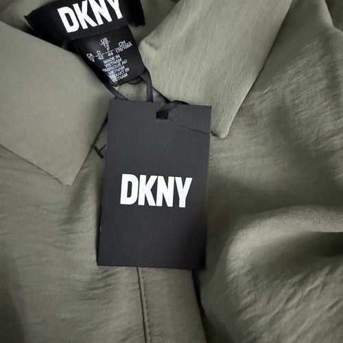 DKNY Women's Size 12 Olive Green Button-Front Midi Dress with Belt NWT - Picture 6 of 10