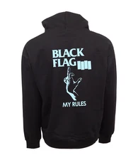 Black Flag My Rules Black Graphic Hoodie