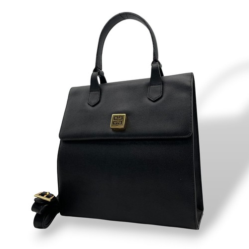 Authentic GIVENCHY 4G Logo Embossed Leather 2Way Handbag Shoulder Bag Black