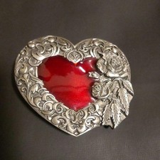 Siskiyou Vintage Buckle Heart Rose Metal Used