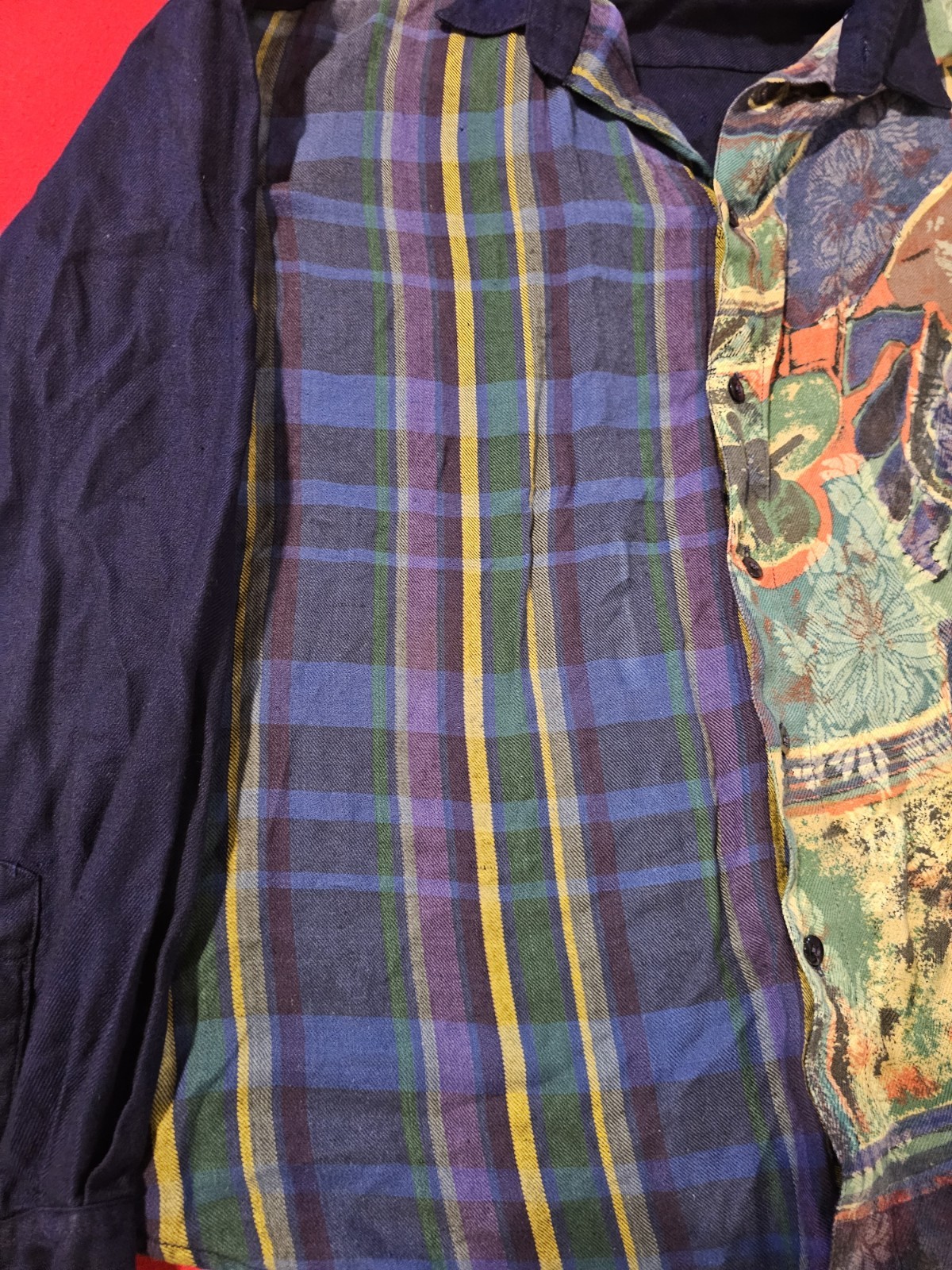 Vintage 90s Protest Patchwork Button-Up Shirt Men… - image 4