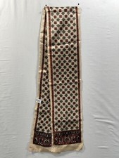 Vintage Cream Geometric Print Scarf Made in Japan 100 Acetate Red Black 40x5