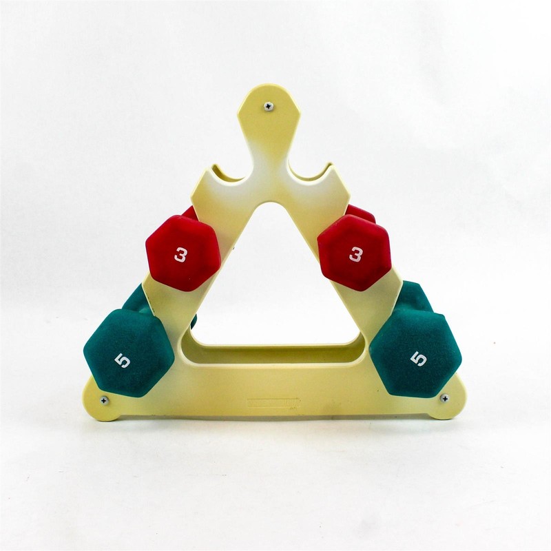 Lot of 2 Dumbbell Sets 3 lb & 5 lb Hand Weights w/ Rack