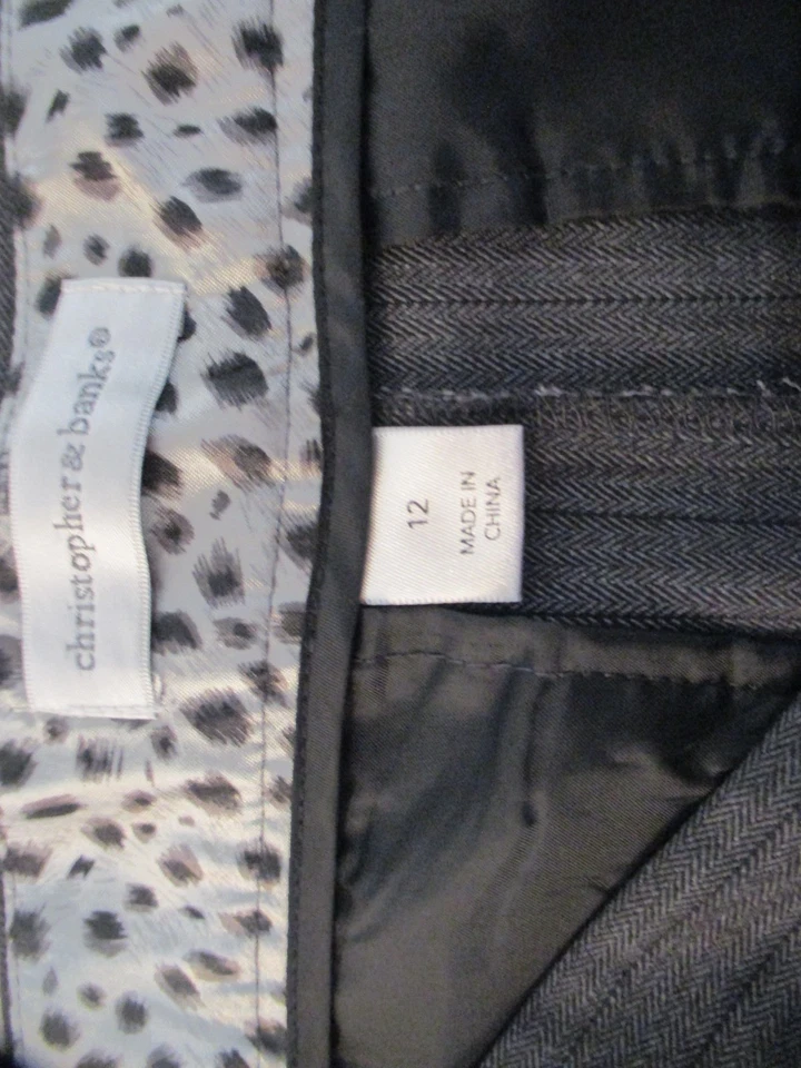 Pantalones de vestir Christopher & Banks talla 12 gris bolsillos rectos para piernas Foto 3 de 4