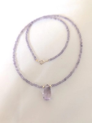 17'' amethyst beaded necklace with 14 k accessories