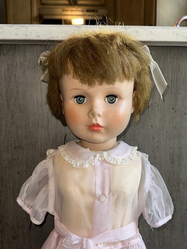 1959 Horsman Joanie 35” Companion Doll capelli radicati occhi addormentati vestito vintage - Foto 2 di 24