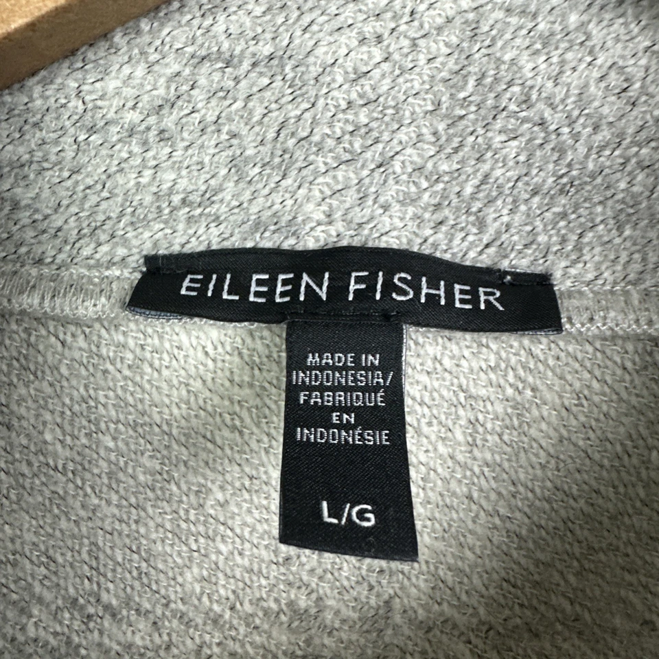 Abrigo Eileen Fisher Jaspeado Cuadros Mezcla Lana Cuello Alto Perla Oscura Talla Grande Foto 2 de 4