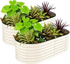 2 Pack 6x3x2ft Galvanized Raised Garden Bed Kit Oval Metal Planter Boxes Outdoor