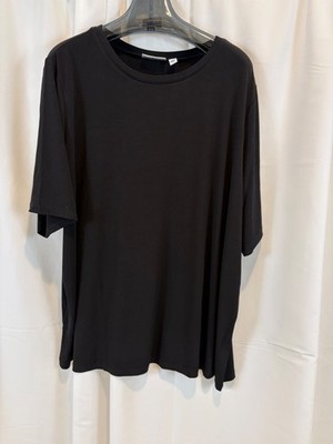 NEW Susan Graver Modern Essentials Size 3X Black Knit Short Sleeve Top NWOT