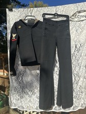 Vintage WWII US Navy Cracker Jack Suit Uniform Small Wool Flare bell bottom pant