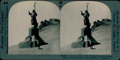 Stereo Photo Chile, Christ of the Andes, Memorial Statue for the... - 11208718