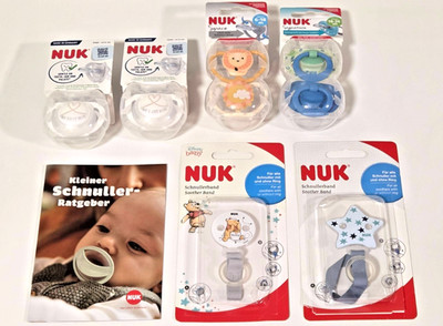 NUK Beruhigungssauger Schnuller & Schnullerband Set von 0 - 36 Monate, 8-teilig