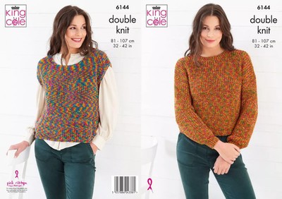 King Cole DK Jitterbug Strickmuster 6144 - Damen Pullover & Tanktop