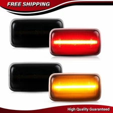 4PCS Smoked Lens LED Bed Fender Side Marker Lights Amber/Red For Chevy & GMC